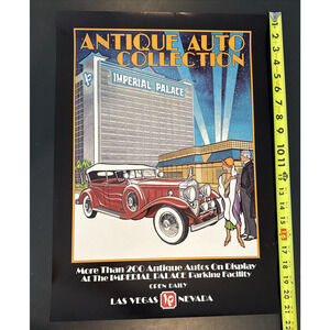 Las Vegas Imperial Palace Hotel Antique Auto Collection Poster Classic Cars EUC